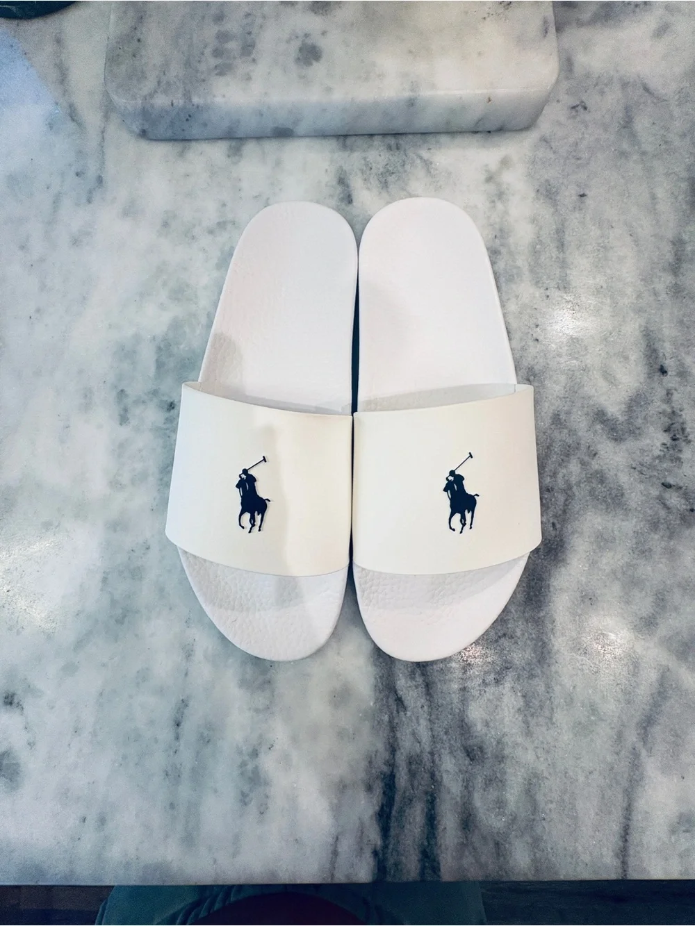 Polo by Ralph Lauren White Logo Slide Sandals